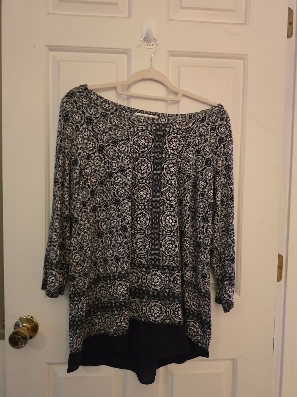 Rose & Olive Black and White Medallion Layered Tunic